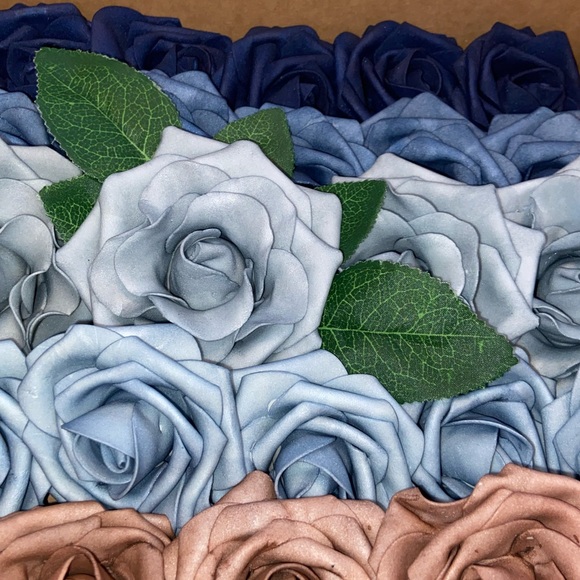 Other - 24 Count Navy Dusty Blue Shades & Dusty Rose Flowers Wedding Bouquet Centerpiece